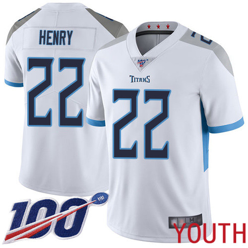 Tennessee Titans Limited White Youth Derrick Henry Road Jersey NFL Football 22 100th Season Vapor Untouchable